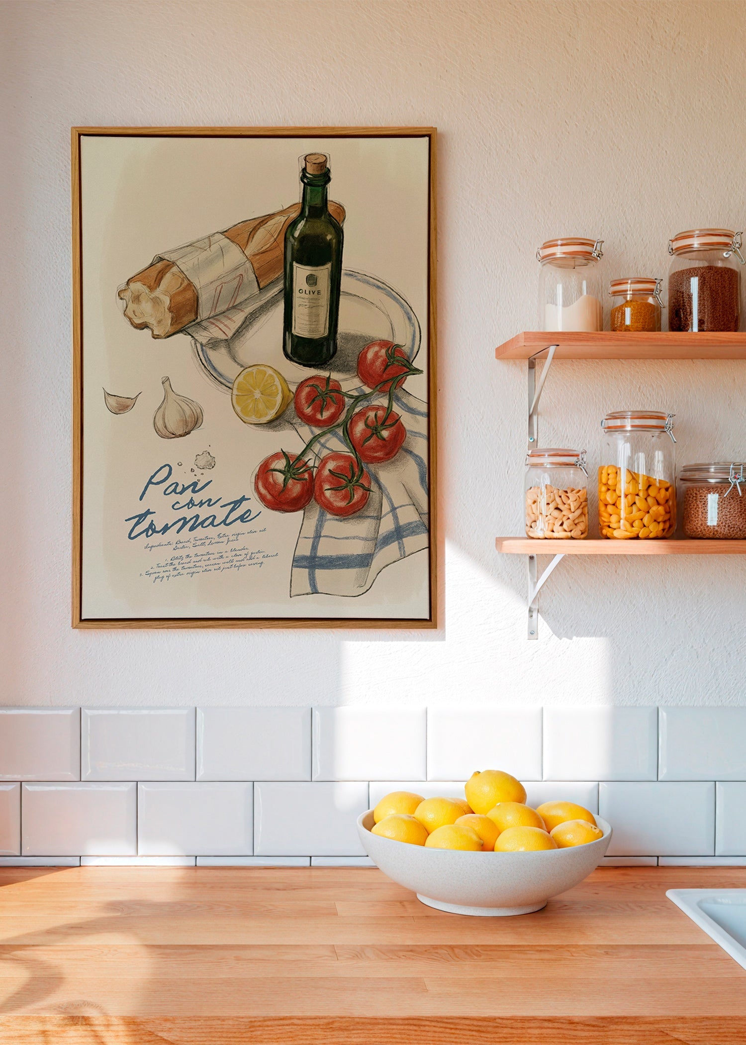 Arte da cucina Pane con pomodoro illustrato
