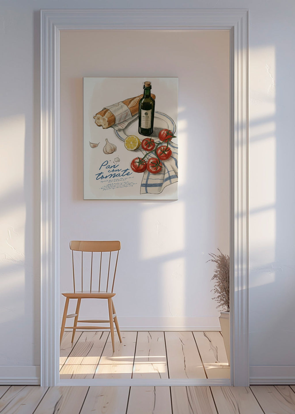 Arte da cucina Pane con pomodoro illustrato