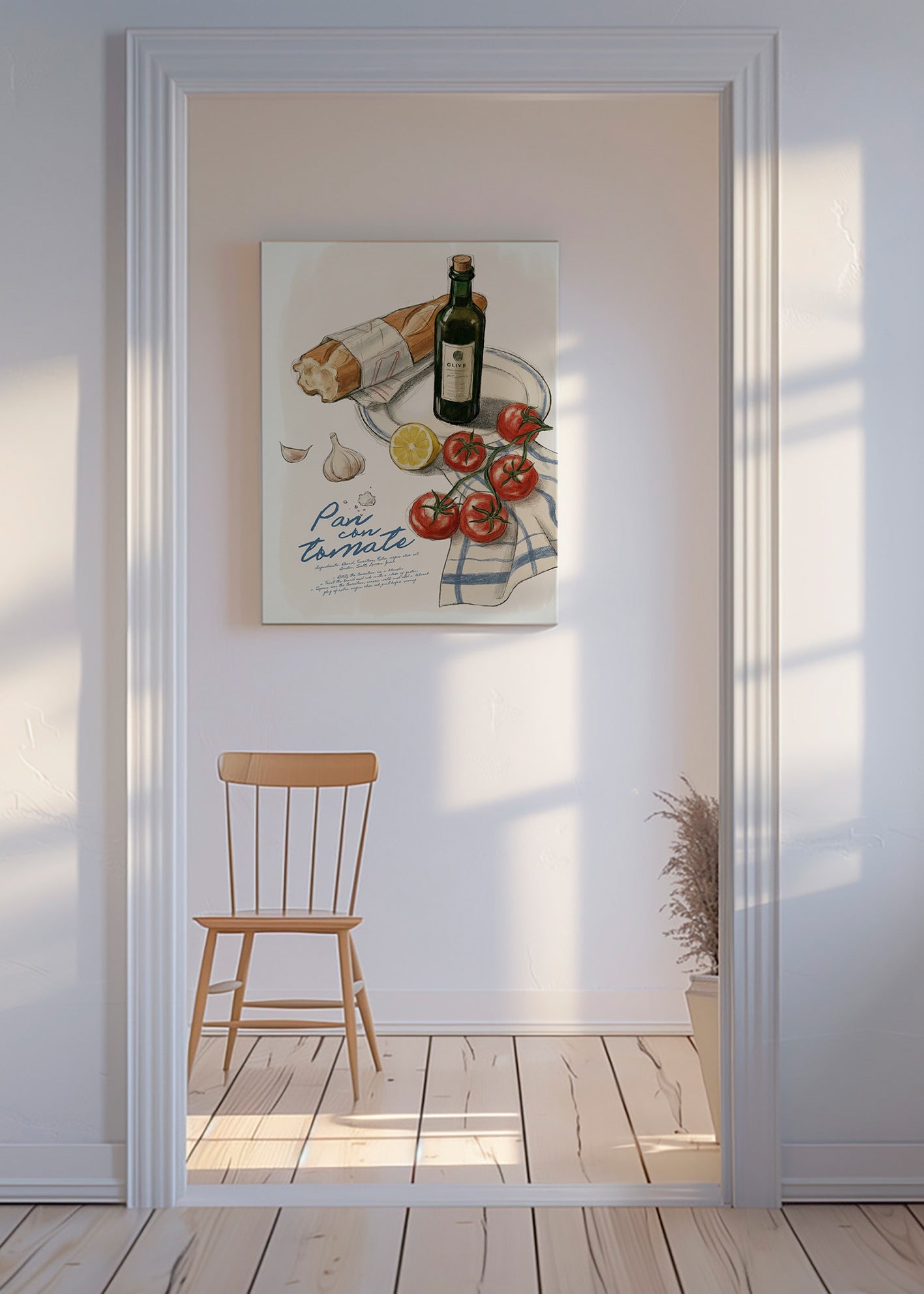 Arte da cucina Pane con pomodoro illustrato
