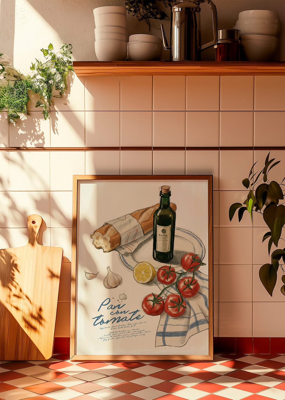 Arte da cucina Pane con pomodoro illustrato