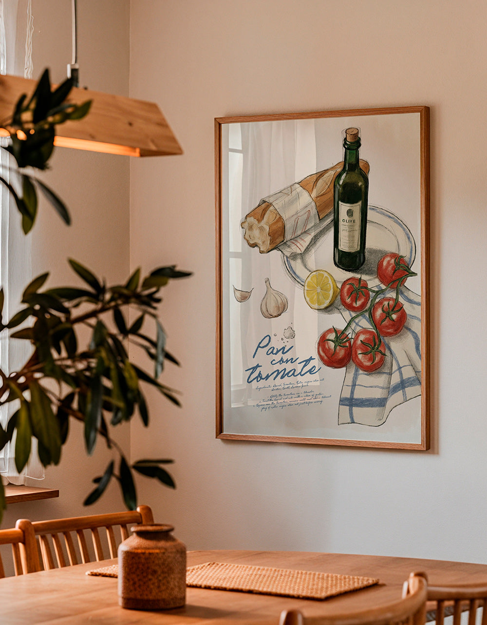 Arte da cucina Pane con pomodoro illustrato