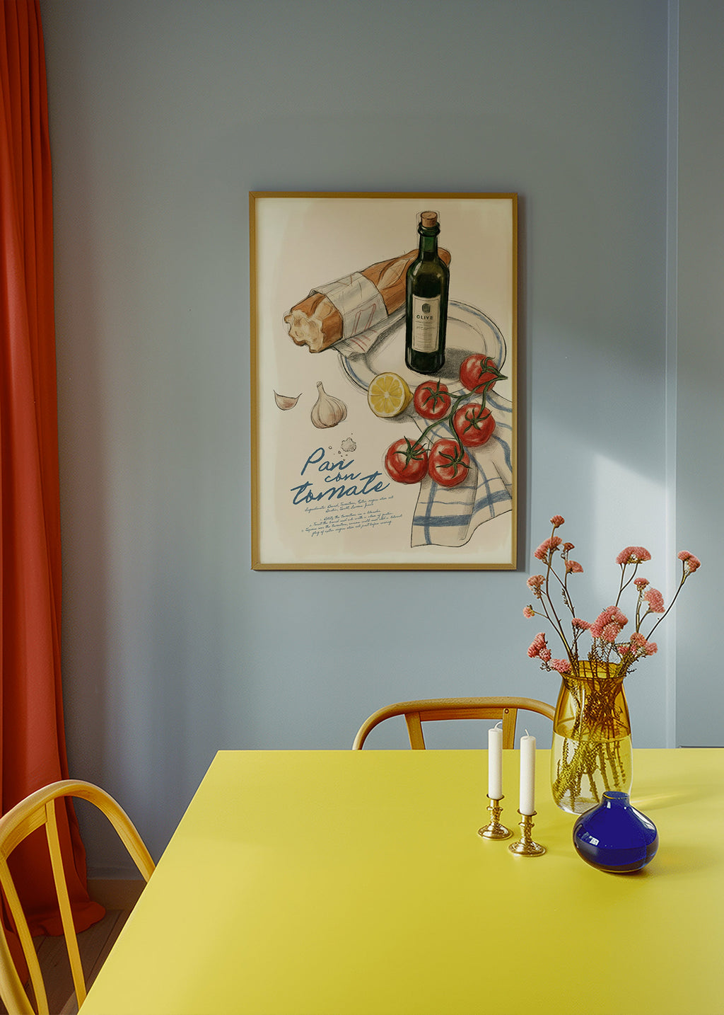 Arte da cucina Pane con pomodoro illustrato