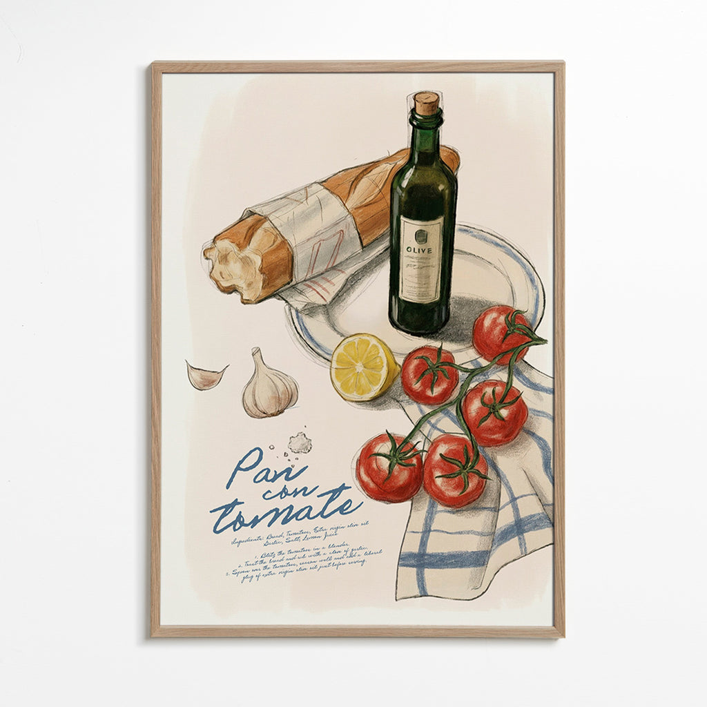 Arte da cucina Pane con pomodoro illustrato