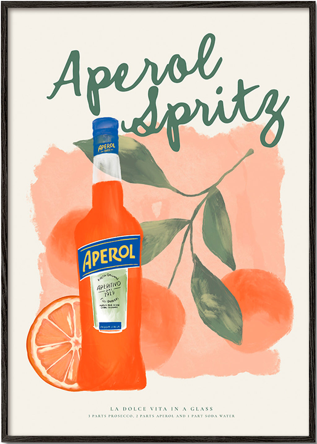 Arte da cucina Aperol Spritz bottiglia e arance