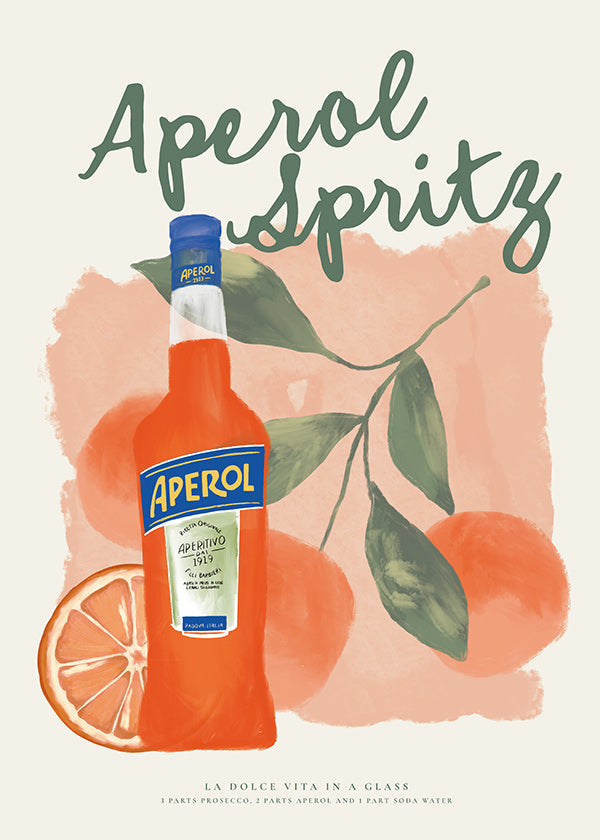 Arte da cucina Aperol Spritz bottiglia e arance