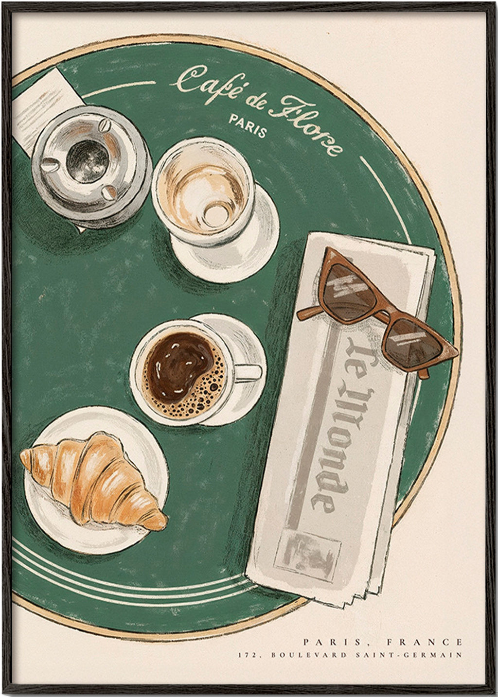 Arte da cucina Café de Flore cornetto illustrato