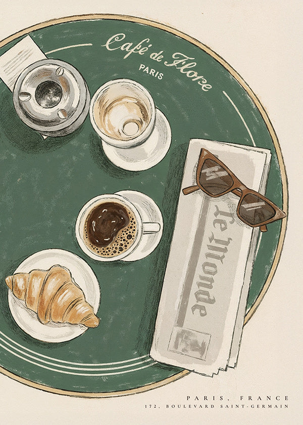 Arte da cucina Café de Flore cornetto illustrato