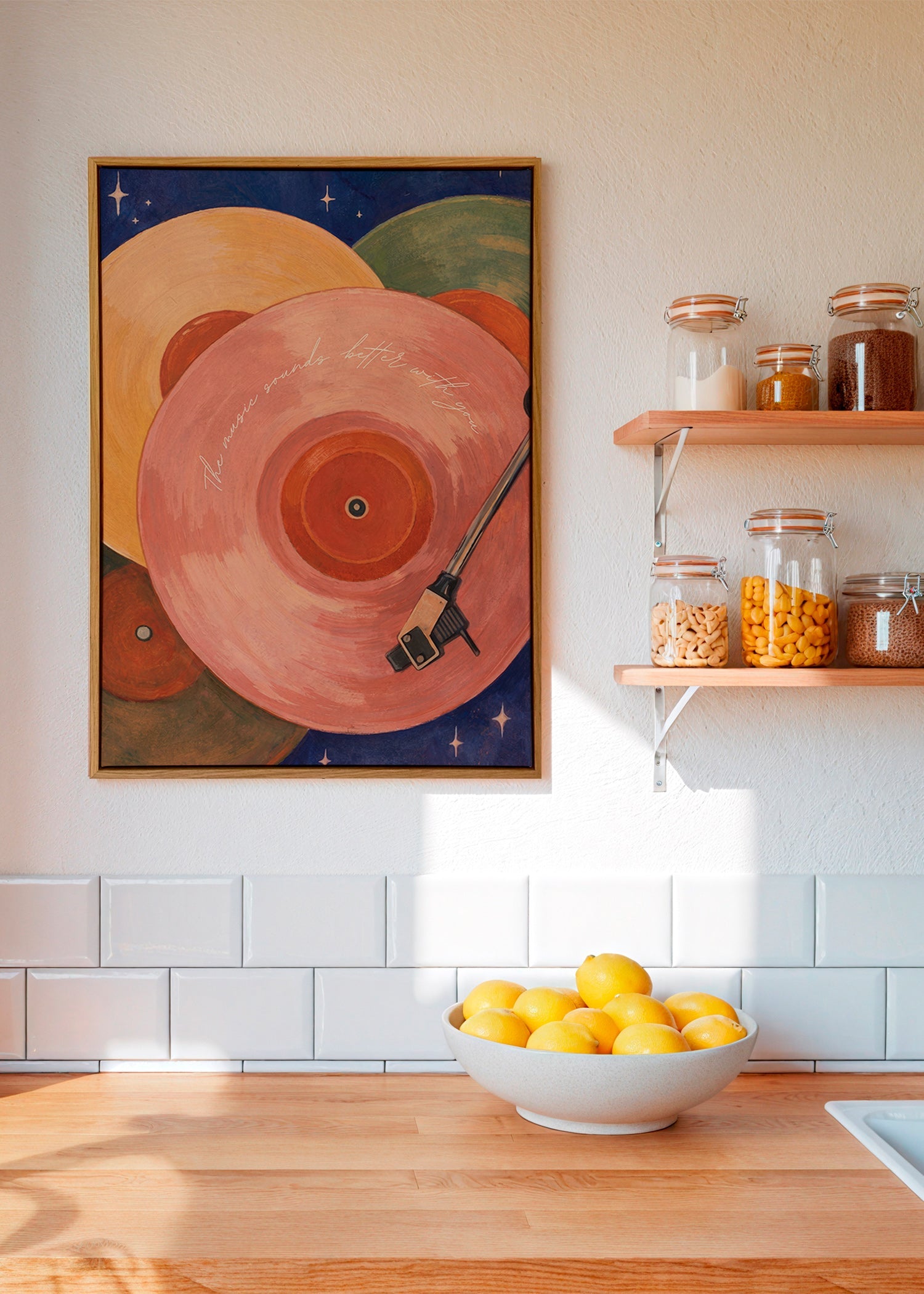 Illustrazione vinile rosa con braccio del giradischi