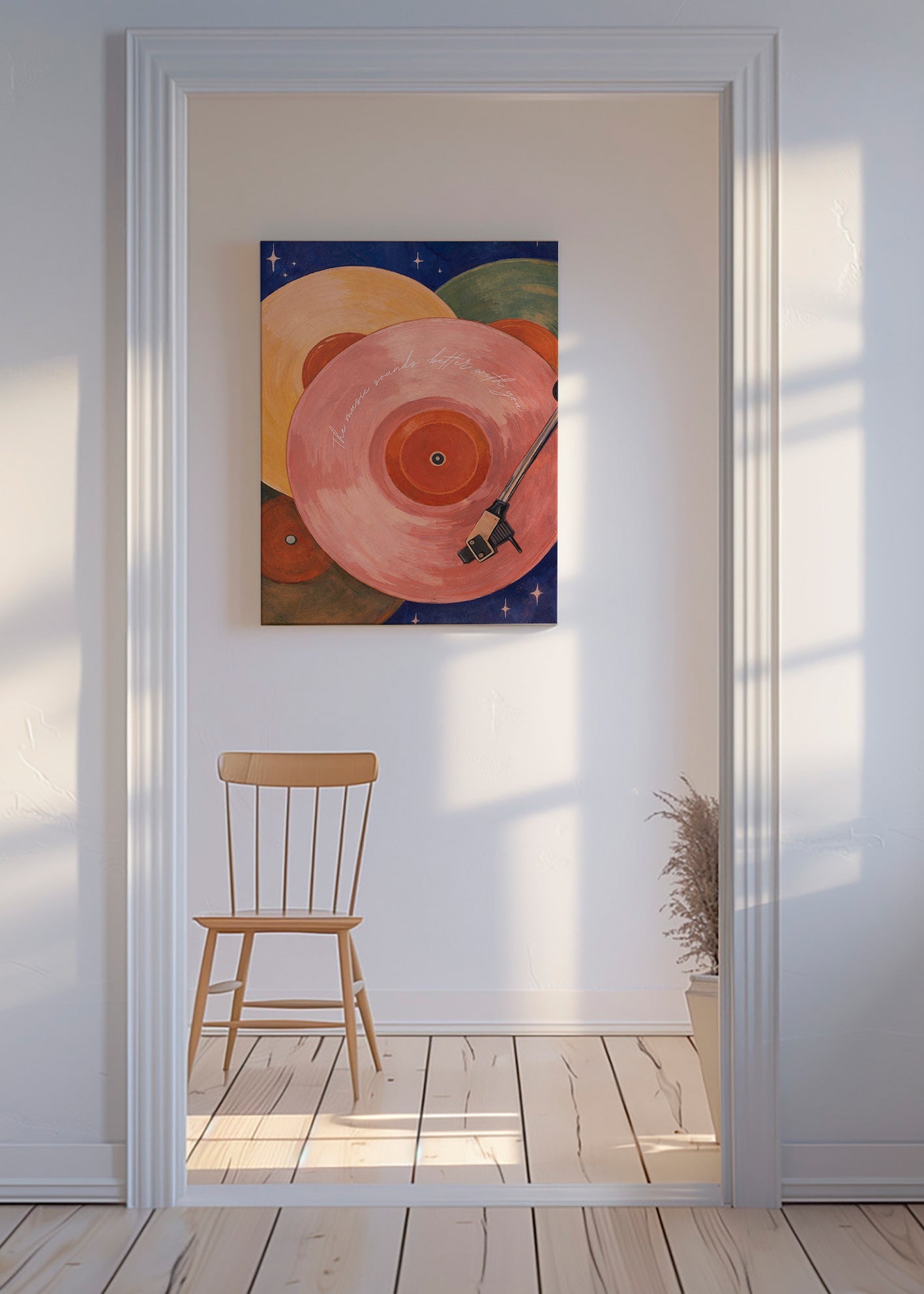 Illustrazione vinile rosa con braccio del giradischi