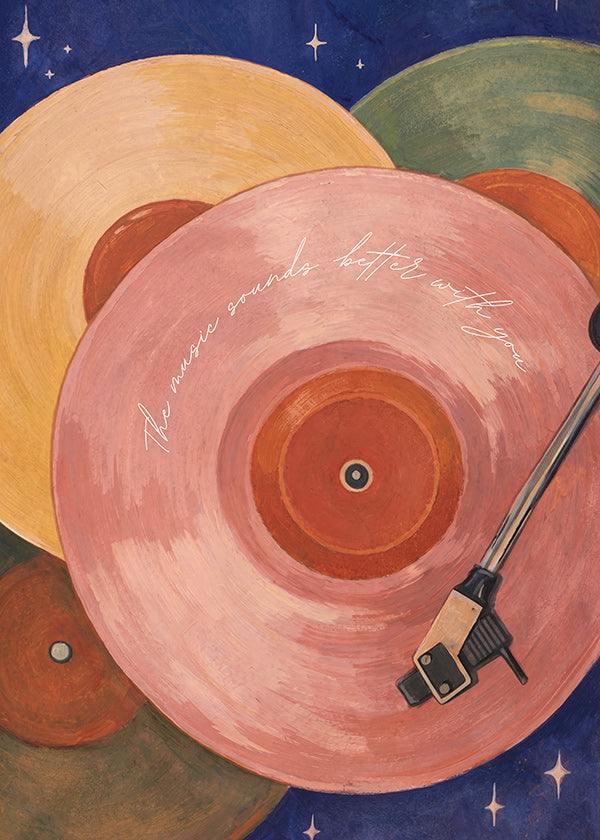 Illustrazione vinile rosa con braccio del giradischi