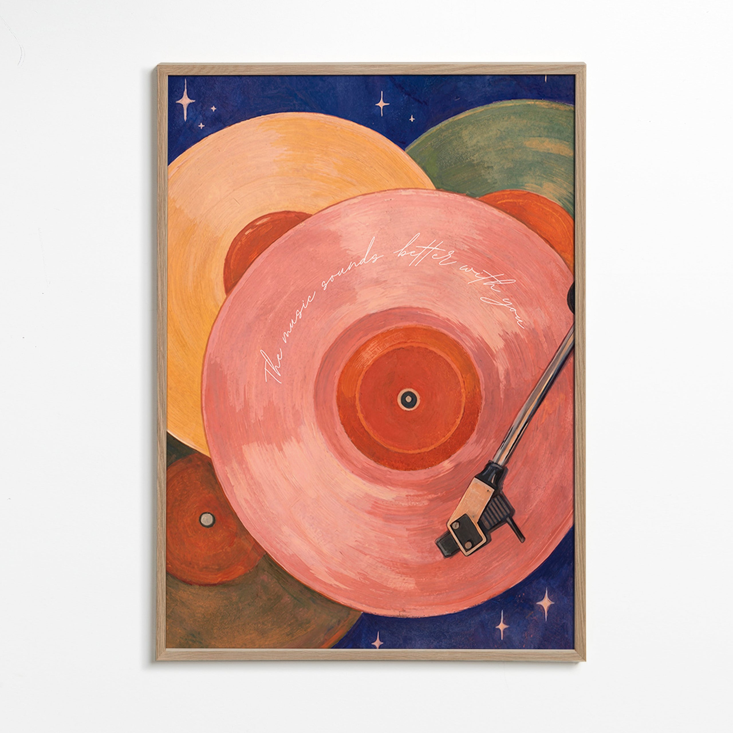 Illustrazione vinile rosa con braccio del giradischi