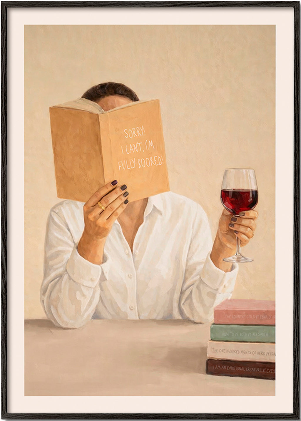Arte da cucina: donna che legge con bicchiere di vino