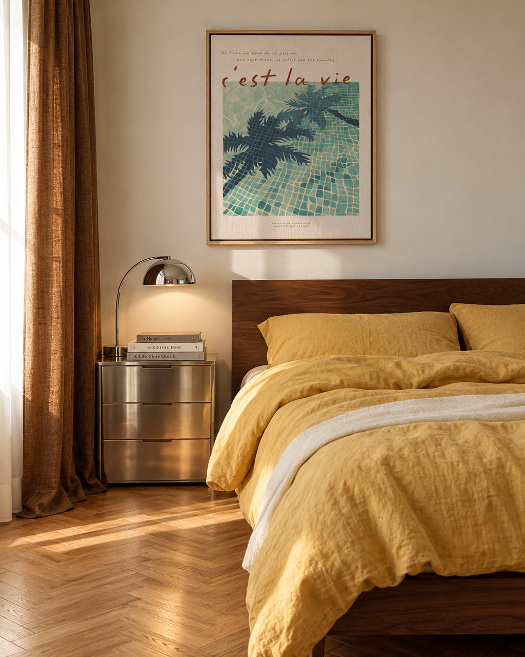 Poolside Reverie - Framed canvas in an interior