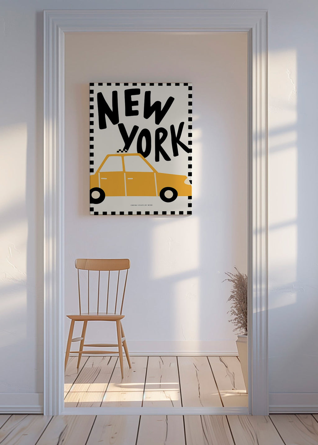 Poster città New York taxi con lettering deciso