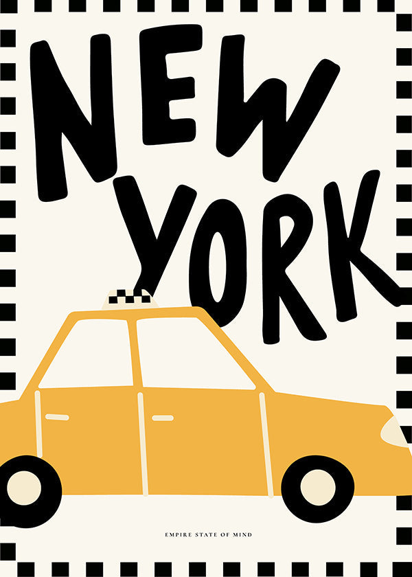 Poster città New York taxi con lettering deciso