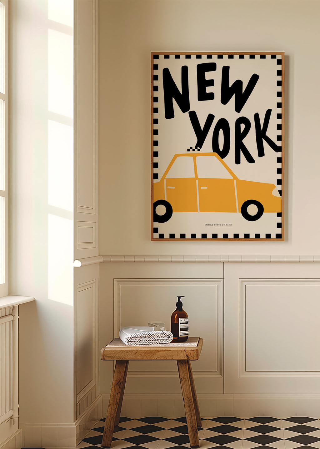 Poster città New York taxi con lettering deciso