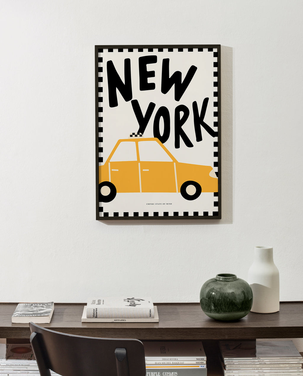 Poster città New York taxi con lettering deciso