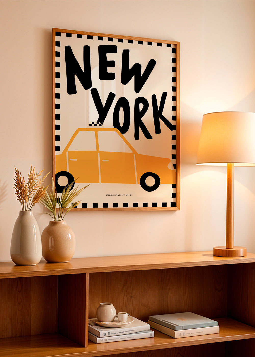 Poster città New York taxi con lettering deciso