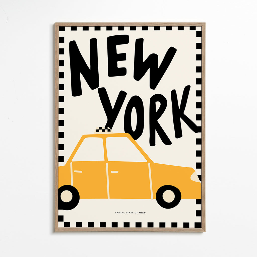 Poster città New York taxi con lettering deciso
