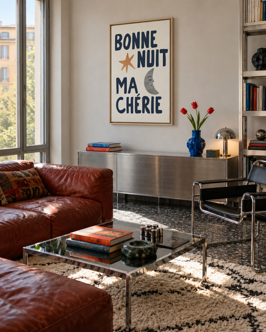 Bonne Nuit Ma Chérie - Framed canvas in an interior