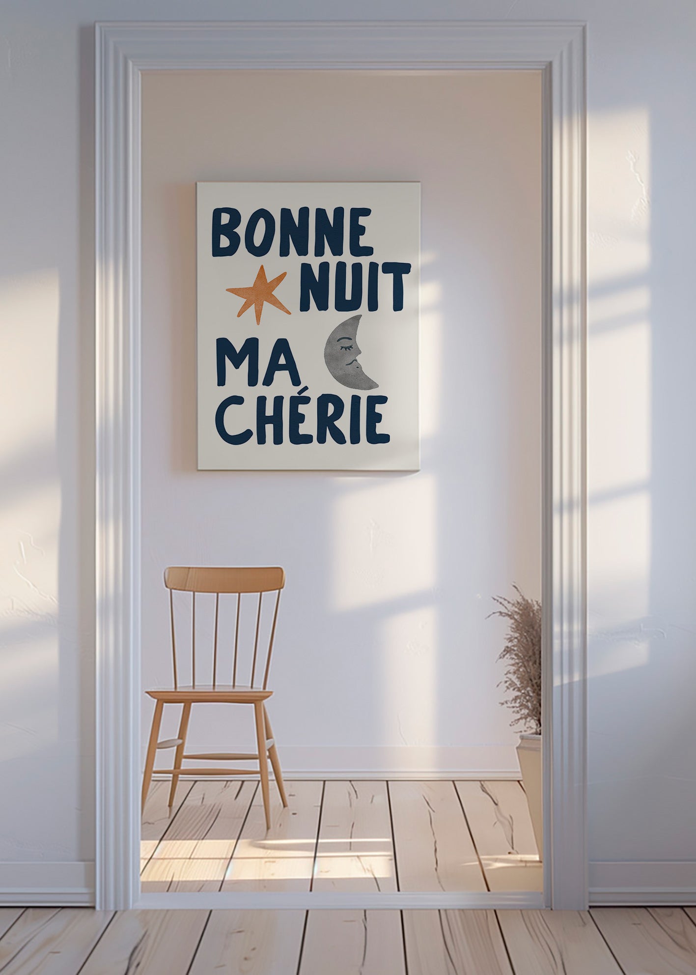 Stampa per bambini con frase della buonanotte e luna