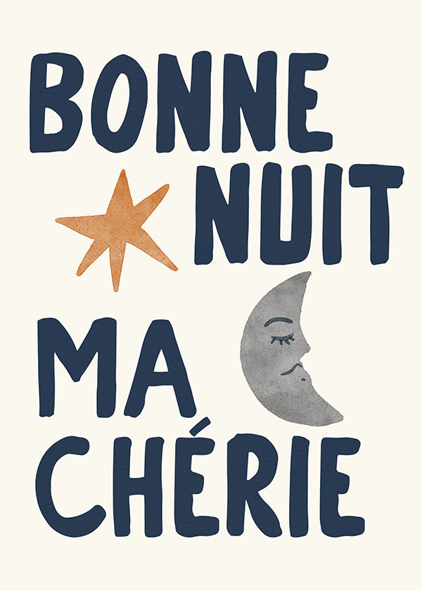 Stampa per bambini con frase della buonanotte e luna