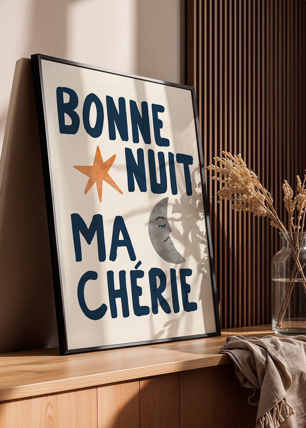 Stampa per bambini con frase della buonanotte e luna
