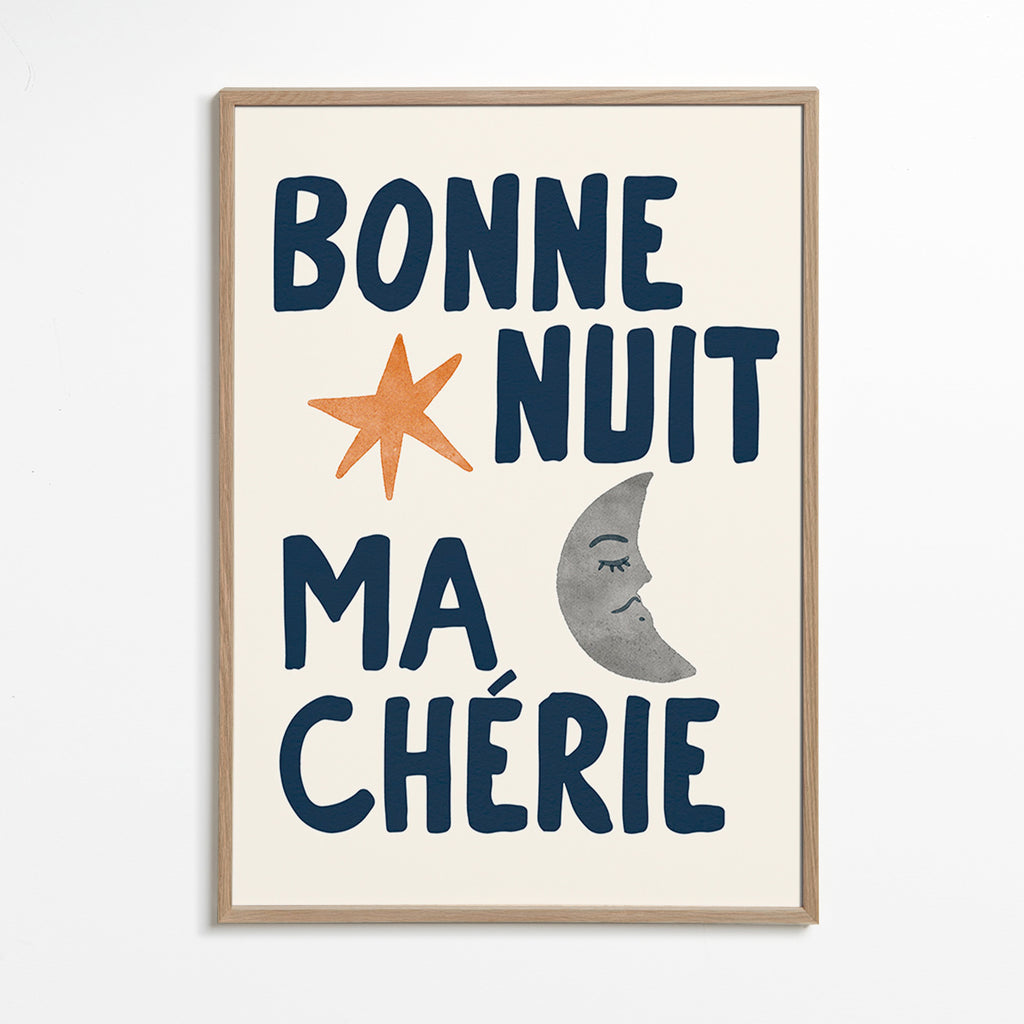 Stampa per bambini con frase della buonanotte e luna