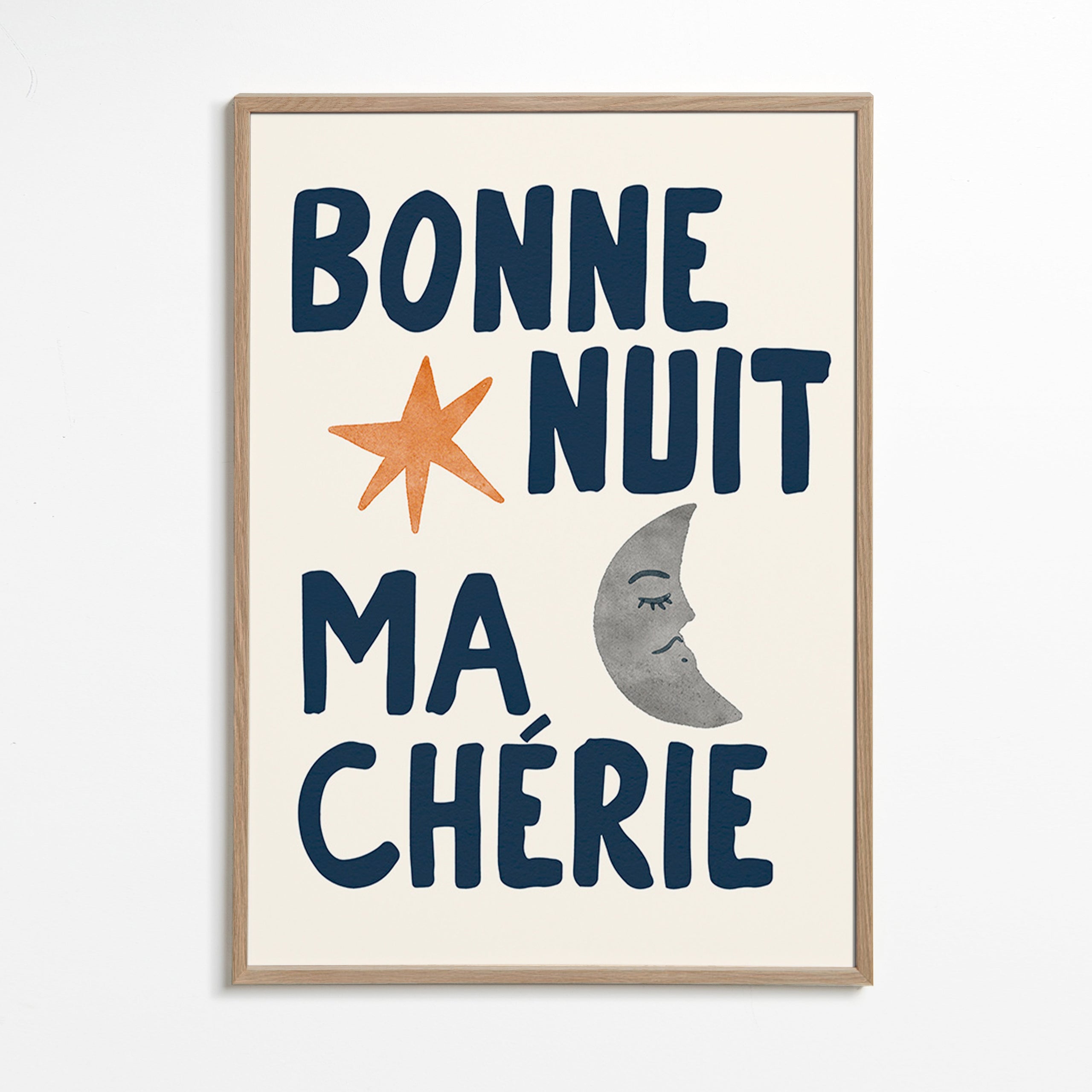 Stampa per bambini con frase della buonanotte e luna