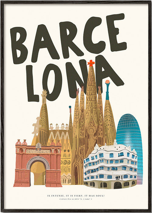 Arte da città Barcellona illustrata e tipografica