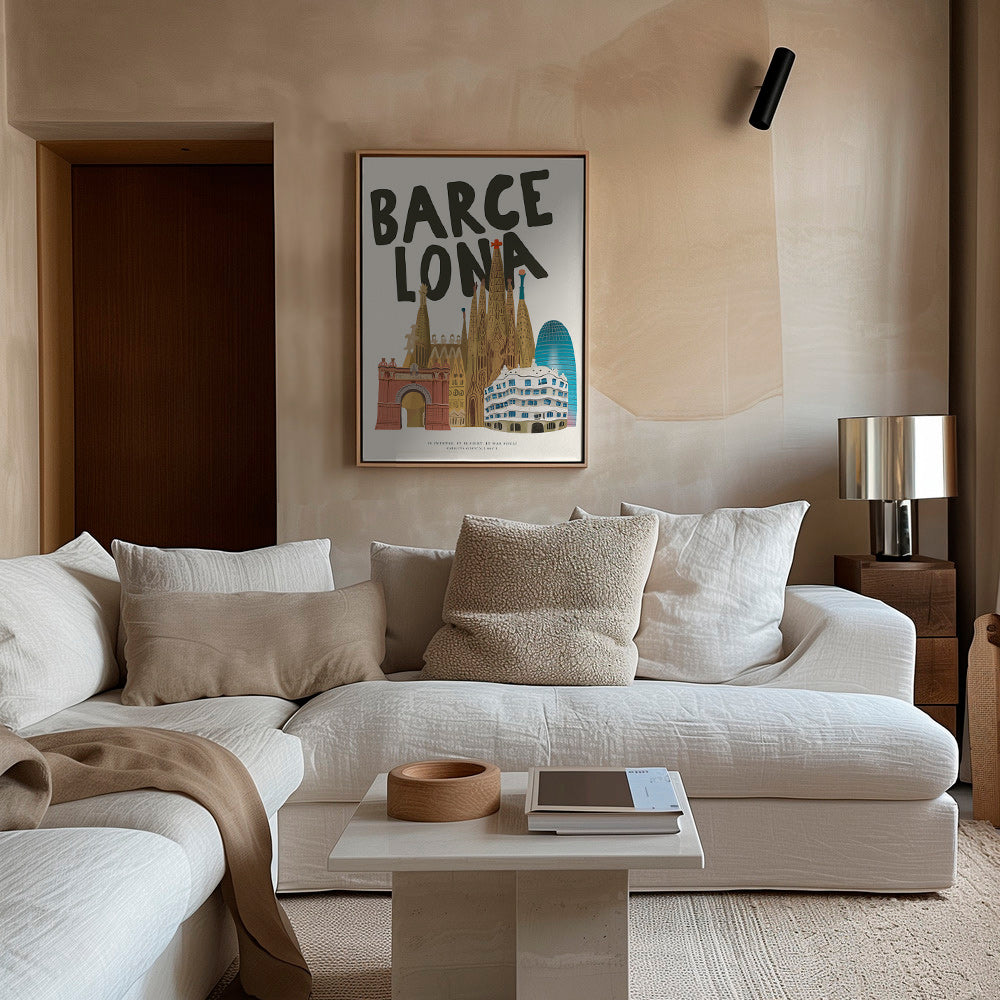 Arte da città Barcellona illustrata e tipografica