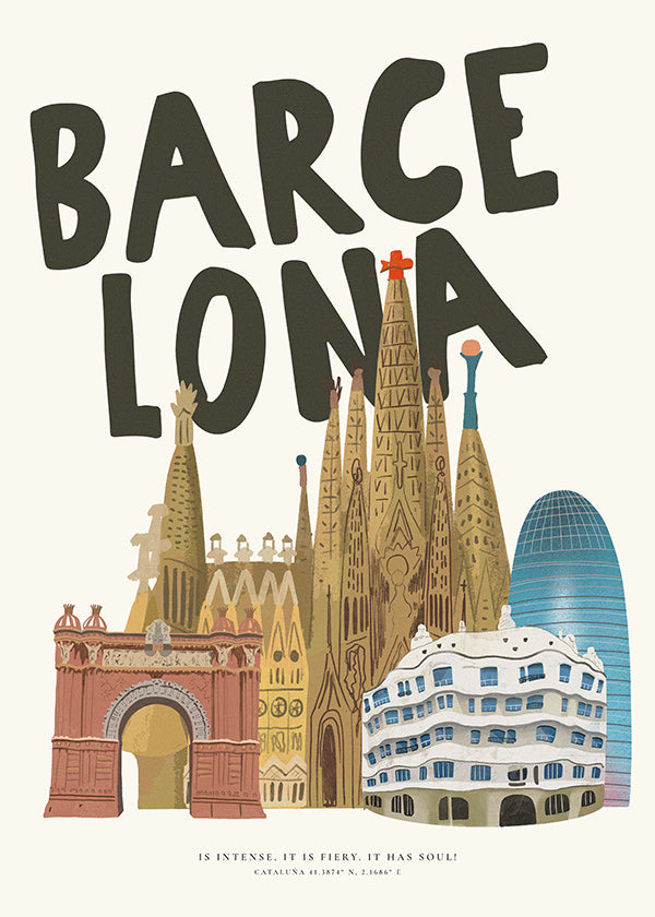 Arte da città Barcellona illustrata e tipografica