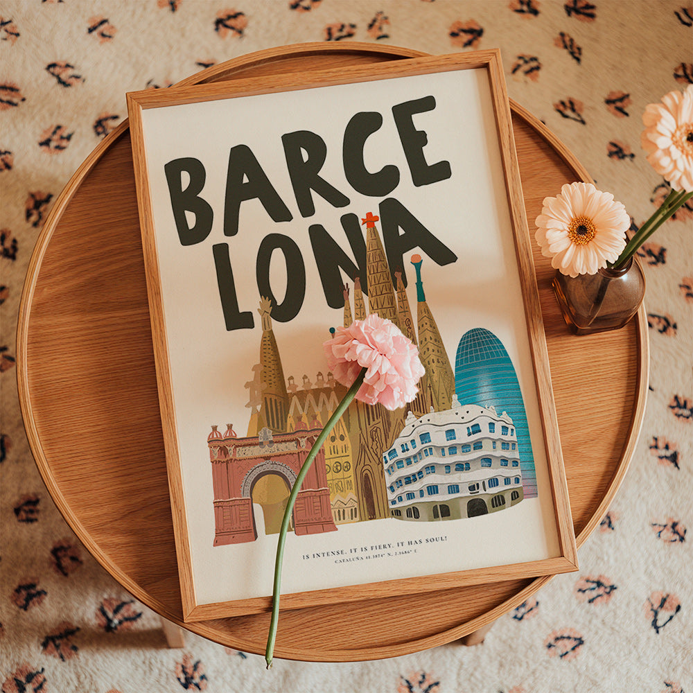 Arte da città Barcellona illustrata e tipografica