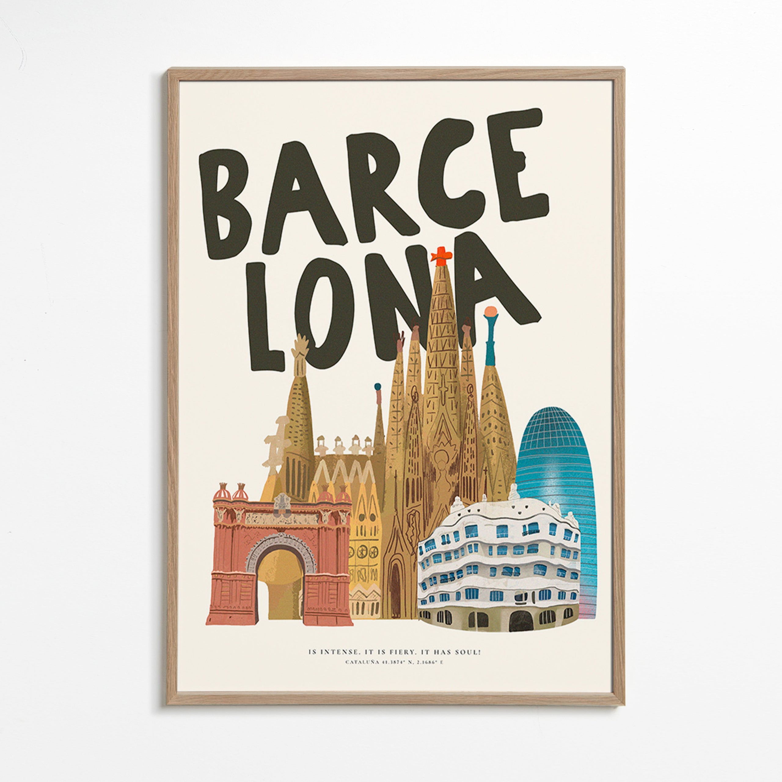 Arte da città Barcellona illustrata e tipografica