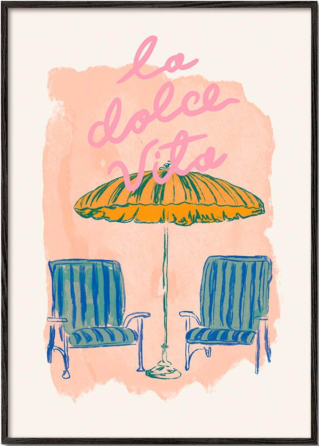 Illustrazione La Dolce Vita ombrellone e sedie