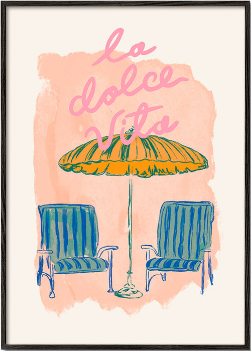 Illustrazione La Dolce Vita ombrellone e sedie