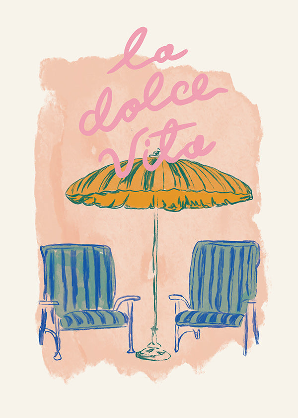 Illustrazione La Dolce Vita ombrellone e sedie