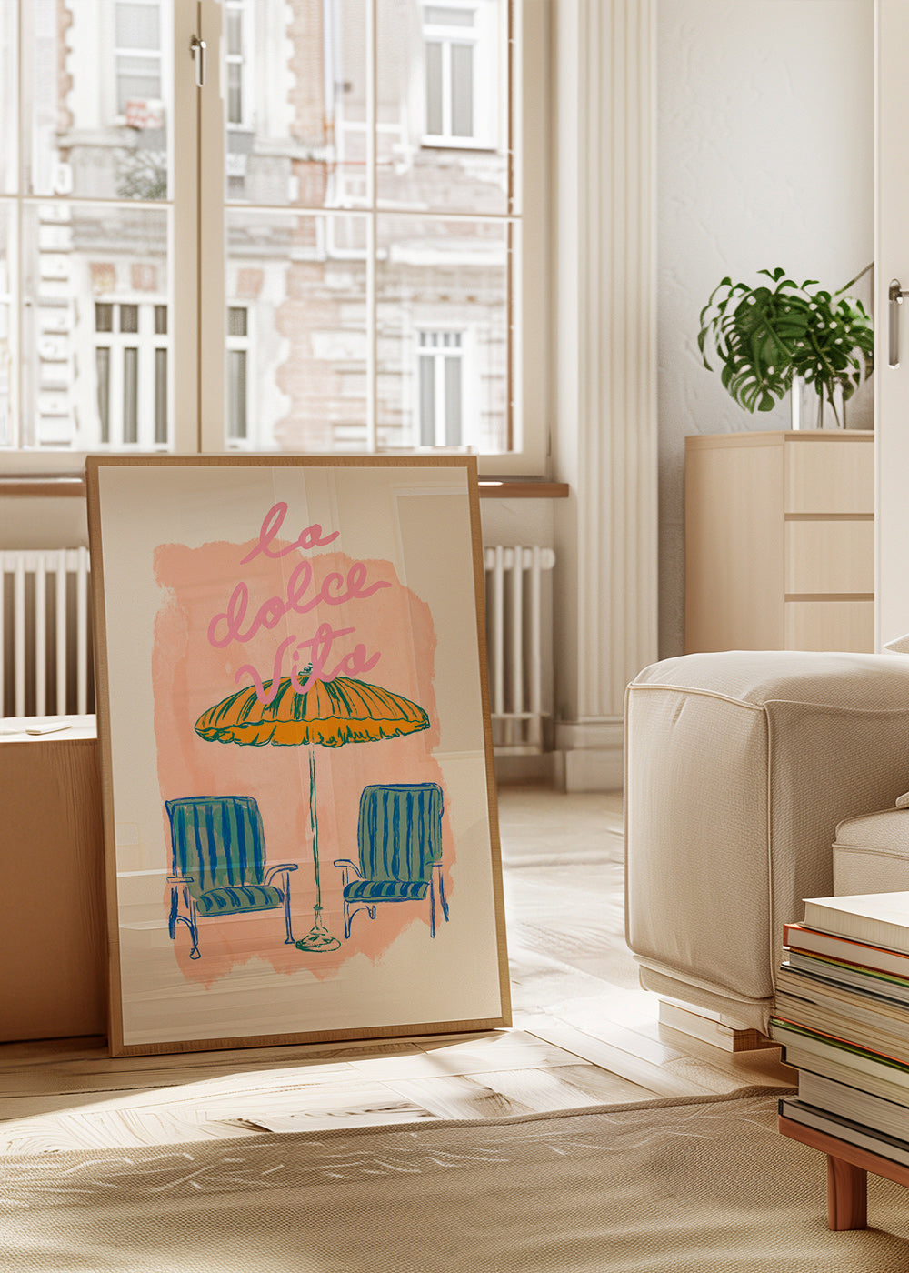Illustrazione La Dolce Vita ombrellone e sedie