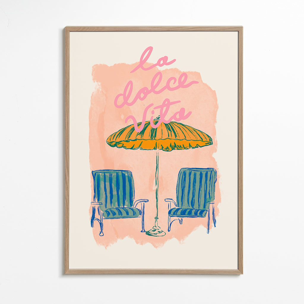 Illustrazione La Dolce Vita ombrellone e sedie