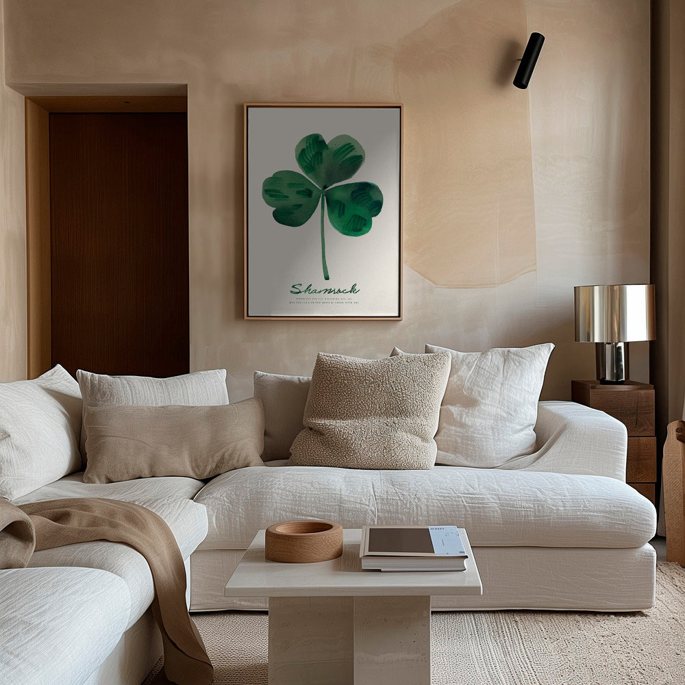 Stampa botanica Shamrock quadrifoglio acquerello