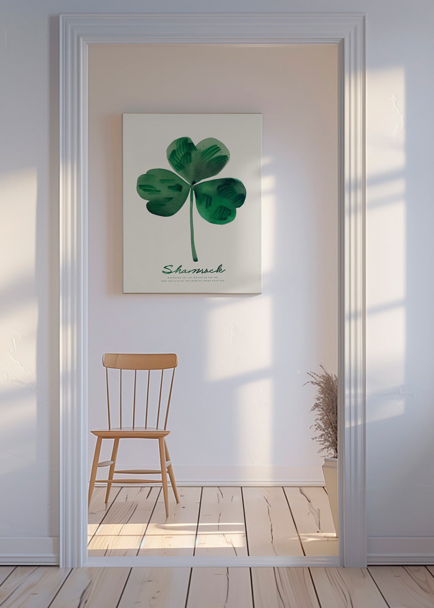 Stampa botanica Shamrock quadrifoglio acquerello