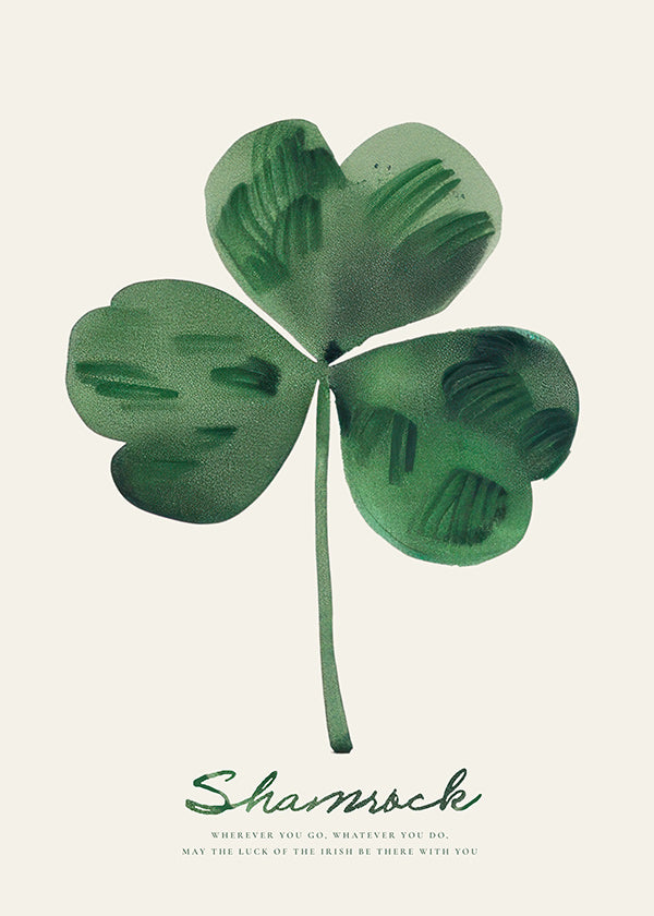 Stampa botanica Shamrock quadrifoglio acquerello