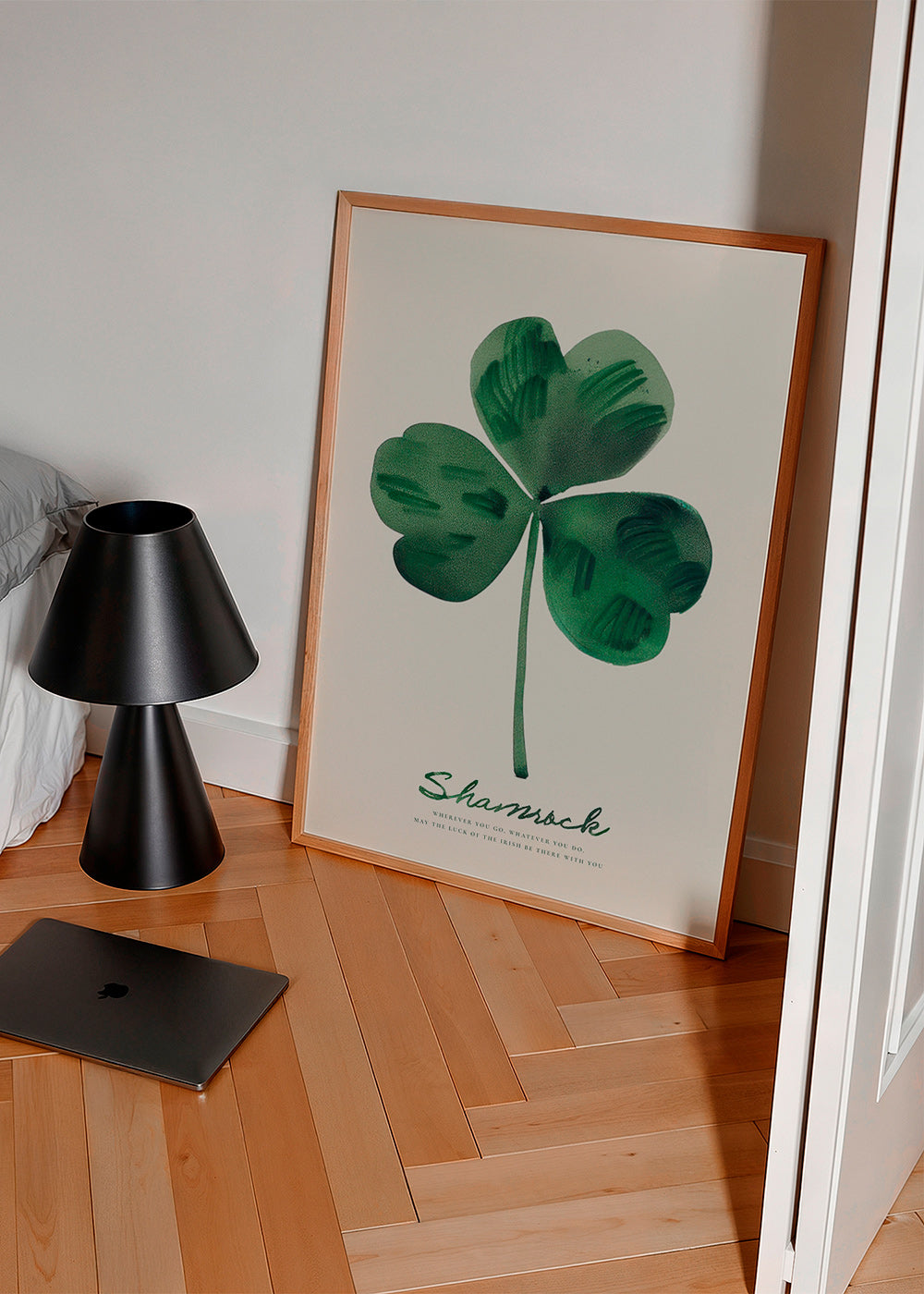 Stampa botanica Shamrock quadrifoglio acquerello