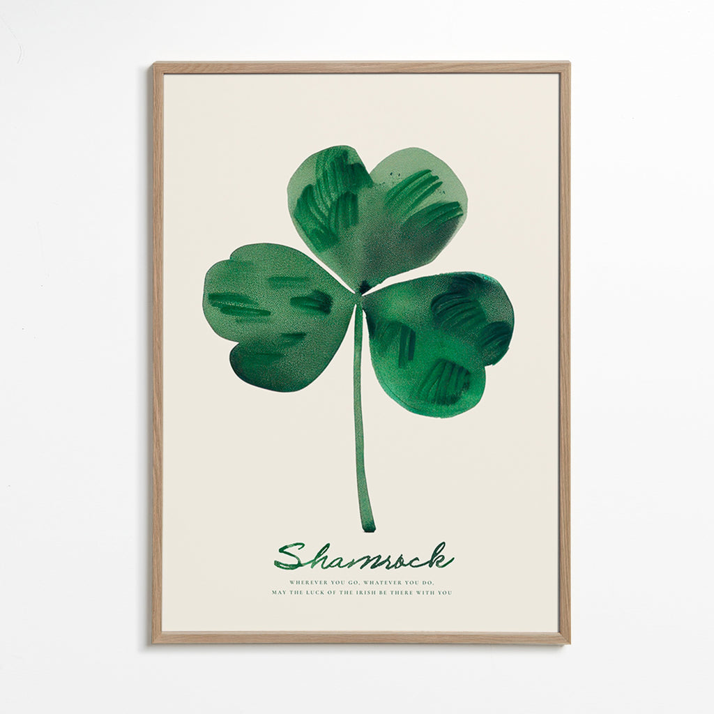 Stampa botanica Shamrock quadrifoglio acquerello