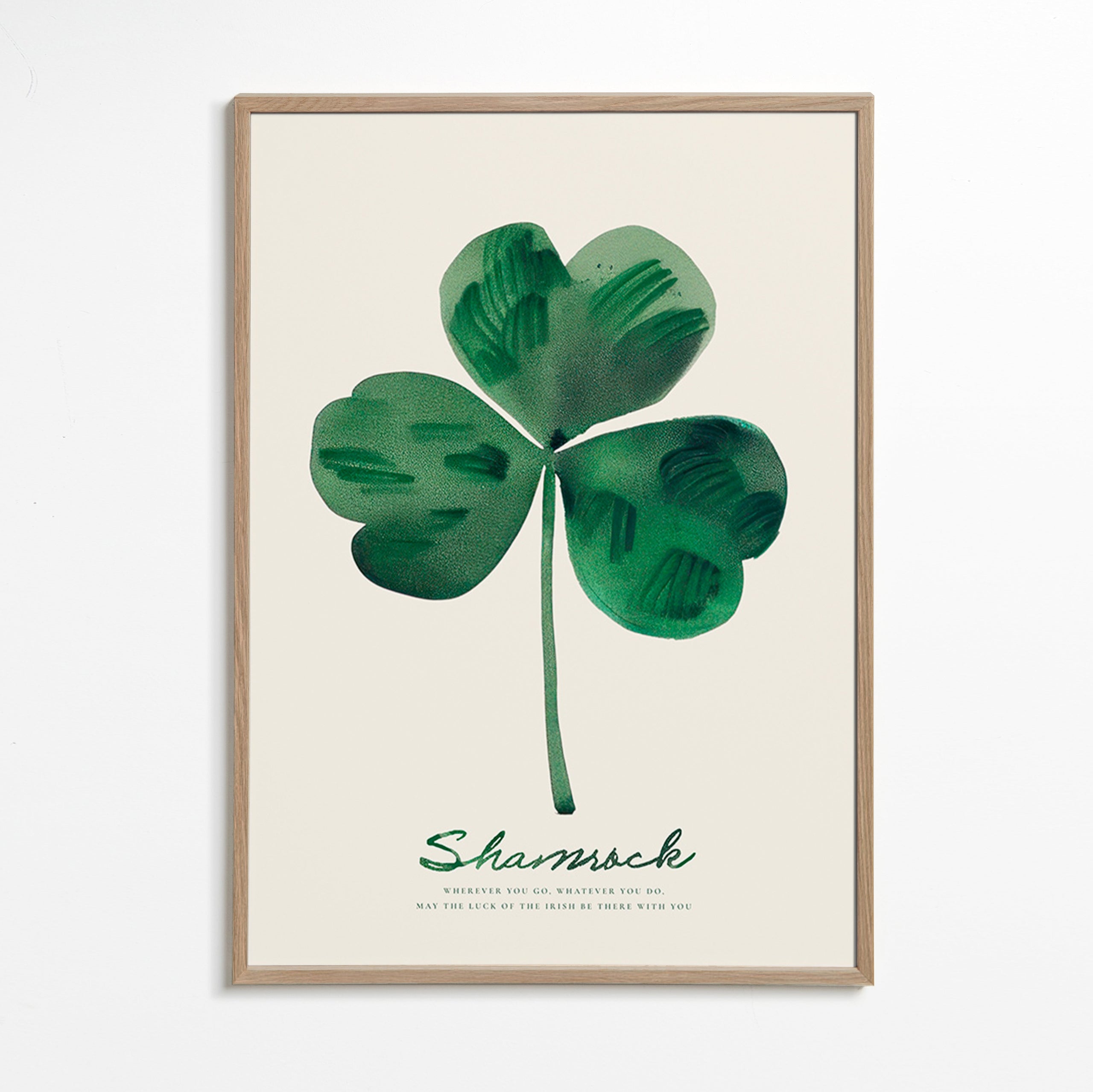 Stampa botanica Shamrock quadrifoglio acquerello