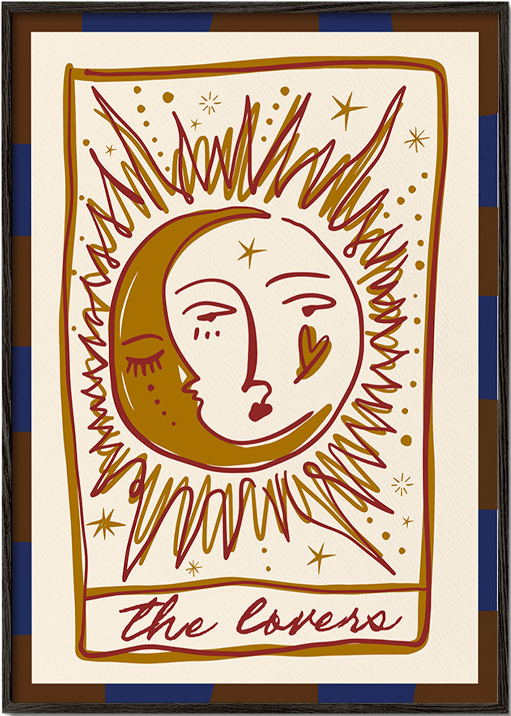 Illustrazione tarocchi 'The Lovers' sole e luna