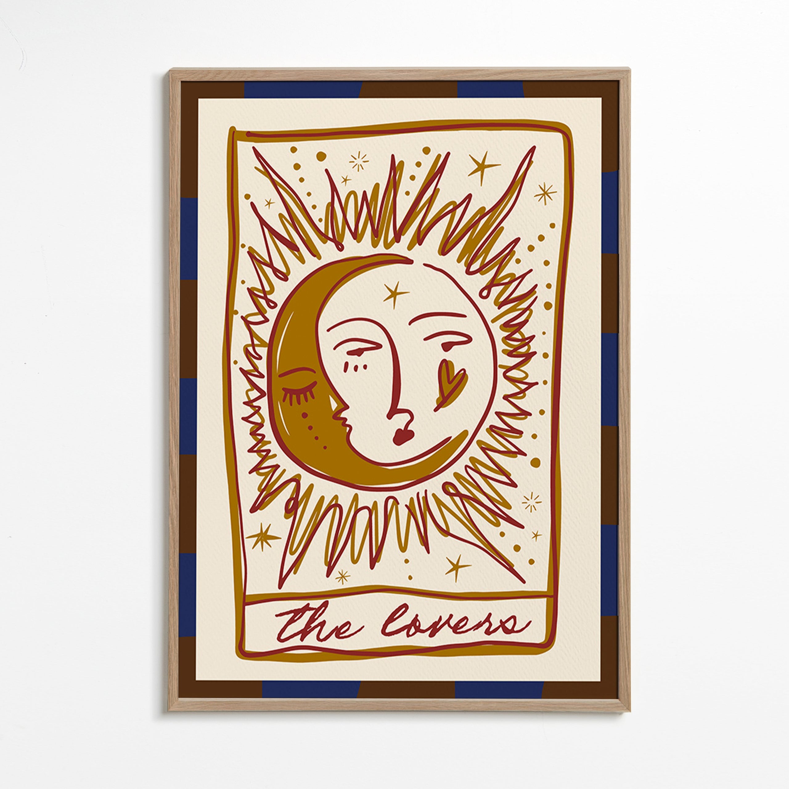 Illustrazione tarocchi 'The Lovers' sole e luna