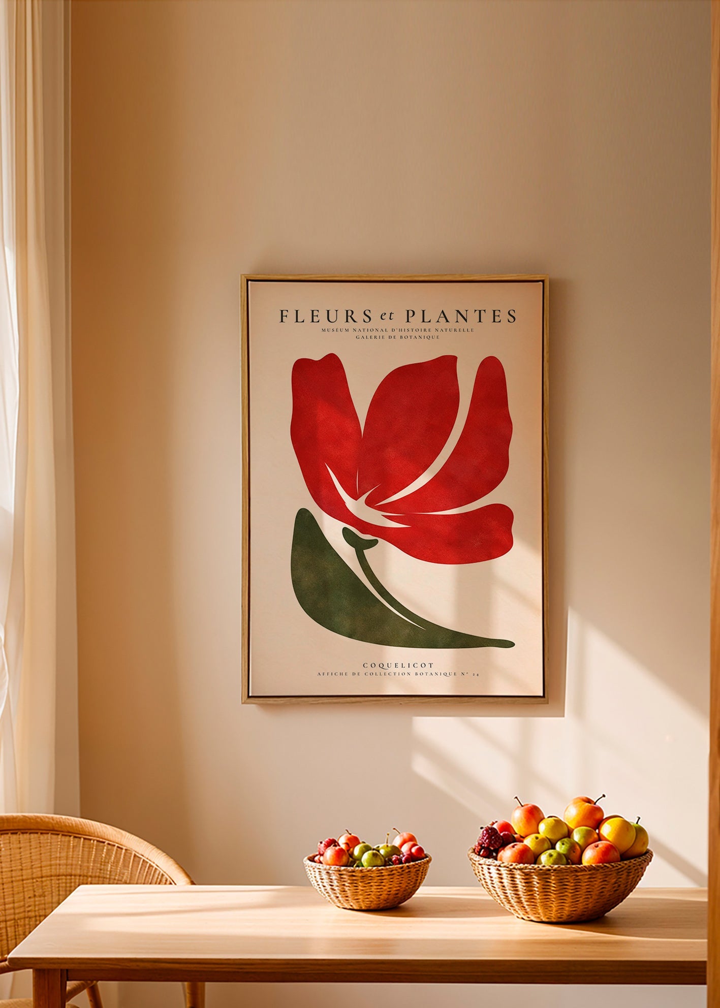 Stampa botanica con papavero rosso stilizzato