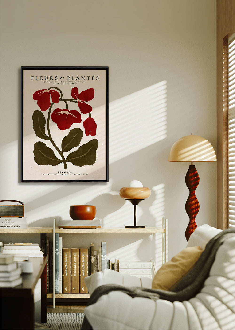 Stampa botanica: Begonia rossa stilizzata