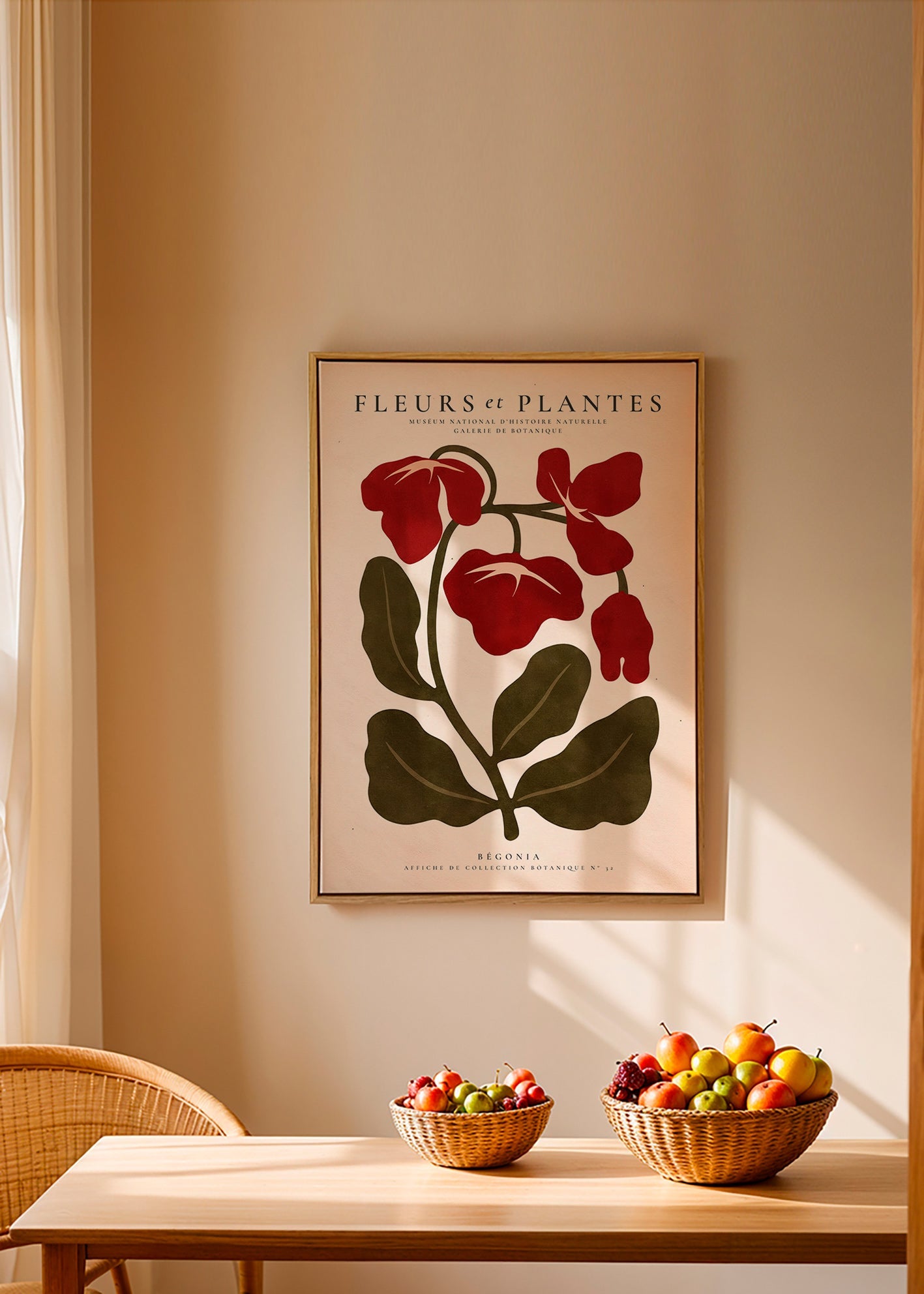 Stampa botanica: Begonia rossa stilizzata